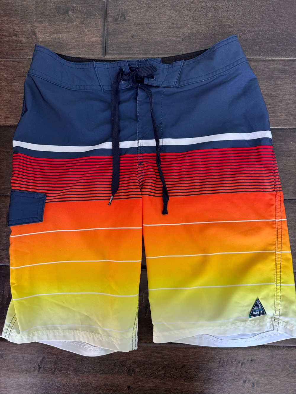 ❤️3/$30 Trinity Collective Men's Sunset Gradient Striped BoardShorts Trunks - 28